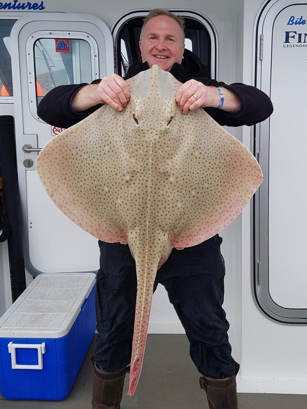 Andrew Alsop with a Blonde Ray of 24lb 9oz caught in West Cornwall on Chippys Bite Adventures
