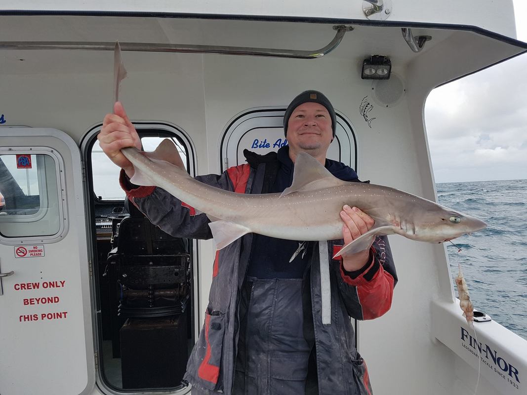 Rob with a 16lb Smoothound on Bite Adventures
